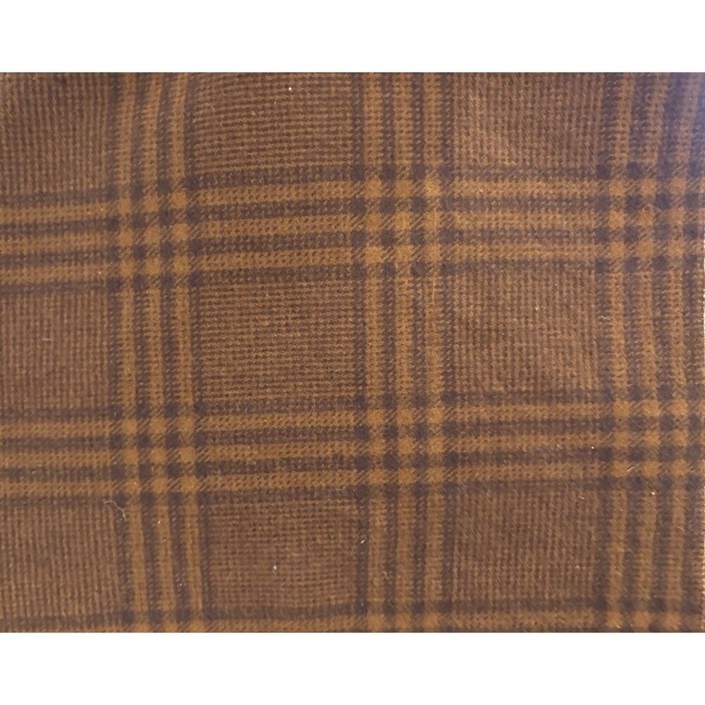 Brown Plaid Flannel Fabric 16.75” X 9.5”